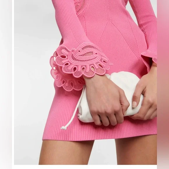 Self Portrait Pink Lace Trimmed Mini Dress. Size M. Worn once. - Picture 5 of 6